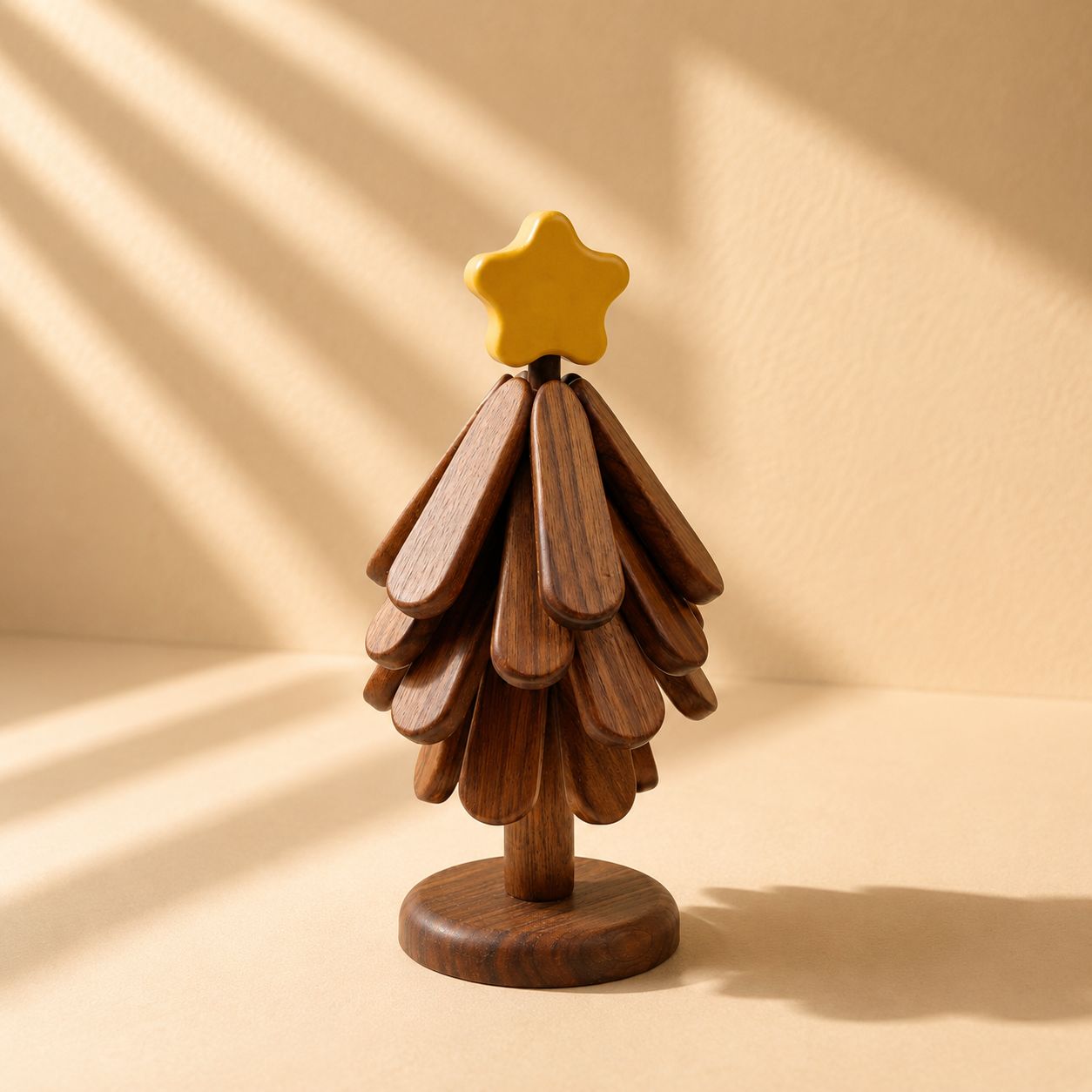 Walnut Christmas Tree Folding Trivet – 4 Layer