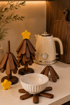 Walnut Christmas Tree Folding Trivet – 4 Layer