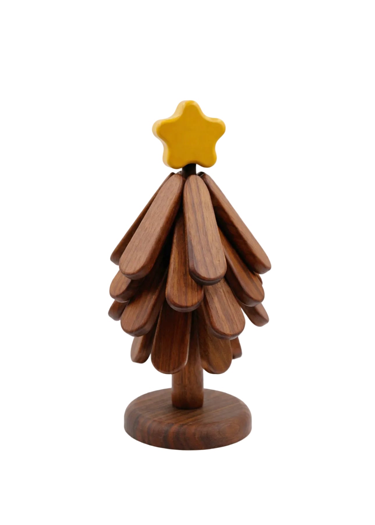 Walnut Christmas Tree Folding Trivet – 4 Layer